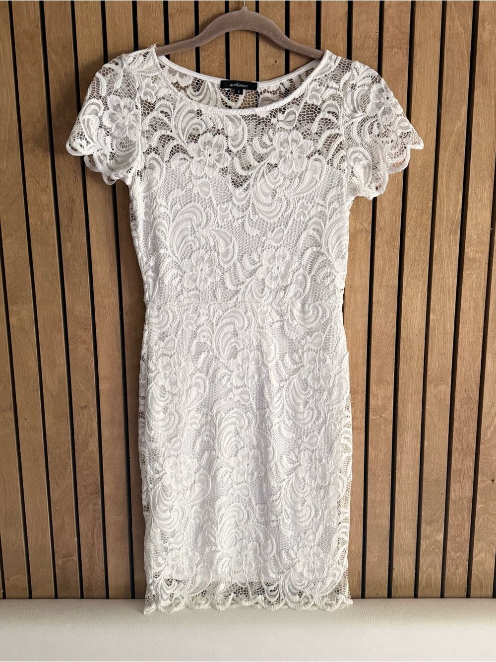 Ambiance White Lace Mini Dress with Short Sleeves